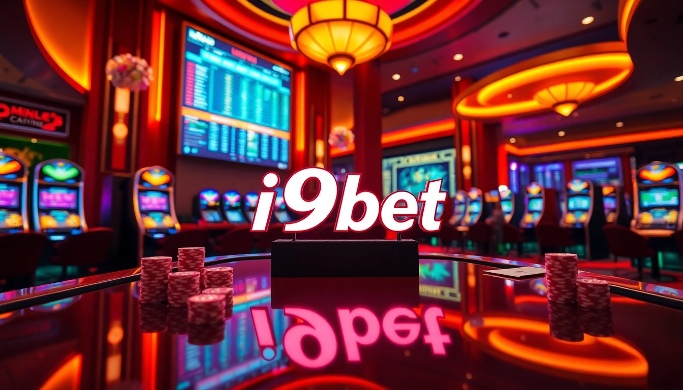 i9bet online casino table with luxurious design, vibrant gaming atmosphere and betting slips