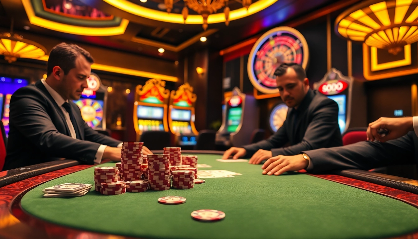 Experience the thrill of SODO Casino with a vibrant poker game, rich colors, and engaging players.